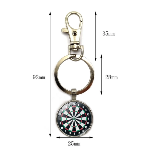 Portachiavi Pendente Bersaglio Per Freccette Vintage Lega Di Zinco Vetro Gemma Del Tempo Ornamento Borsa Sportiva Creativo