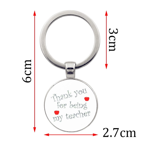 Thank You Teacher Keychain Zinc Alloy Glass Cabochon Pendant Teacher Appreciation Gift Women Men Cartoon Jewelry Keyring