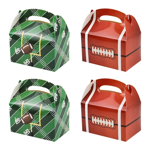 American Football Theme Party Favor Boxes Paper Gable Gift Handheld Candy Packaging Sports Celebration Event Supplies