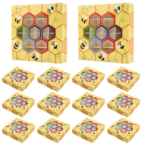 Bienen Thema Bienenwabe Fenster Karton Geschenkbox Für Schokolade Süßigkeiten Kekse Hochzeit Babyparty Party Mitbringsel Verpackung