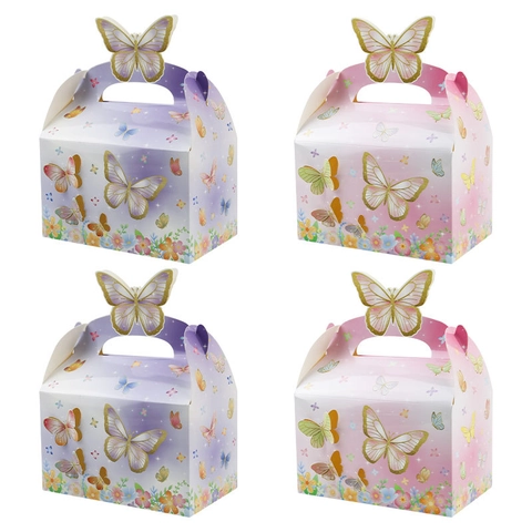 Romantische Schmetterling Geschenkbox 3D Griff Weißer Karton Süßigkeitenbox Für Hochzeit Geburtstag Party Blumen Verpackung