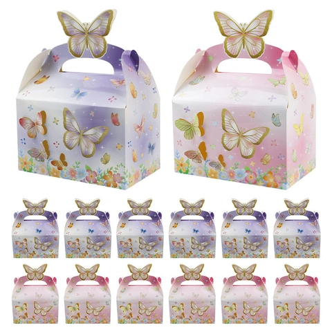 Romantische Schmetterling Geschenkbox 3D Griff Weißer Karton Süßigkeitenbox Für Hochzeit Geburtstag Party Blumen Verpackung