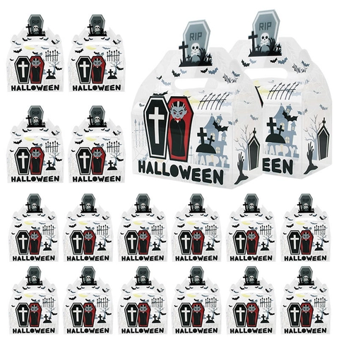 Halloween Transparent PVC Papier Geschenkboxen Mit Griff Cartoon Kürbis Geist Muster Süßigkeiten Verpackungsboxen Für Party