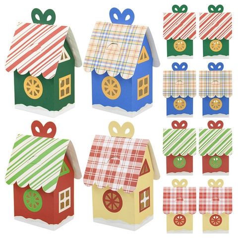 Kersthuis Vorm Cadeaudozen Papieren Snoepverpakking Voor Feestjes Kleine Hut Met Handvat Decoratief