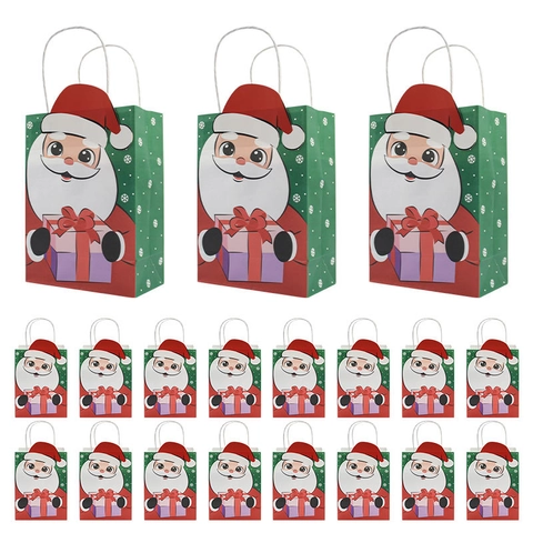 Weihnachtsgeschenktüten Kraftpapier Handheld Tragbare Feiertagsparty Süßigkeitentaschen Cartoon Nussknacker Weihnachtsmann Rentier