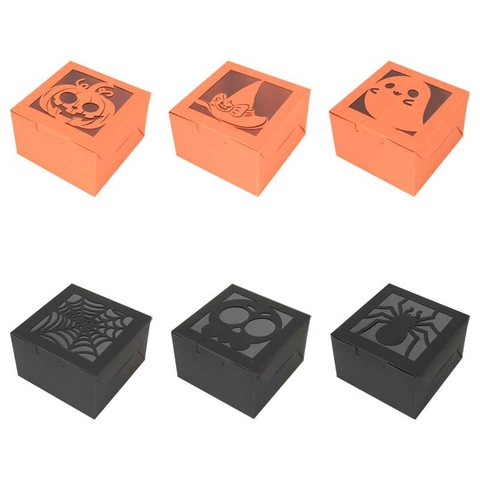 Halloween Gift Boxes Laser Cut Hollow Out Candy Box Pumpkin Ghost Spider Web Pattern Festive Party Packaging Paper Boxes