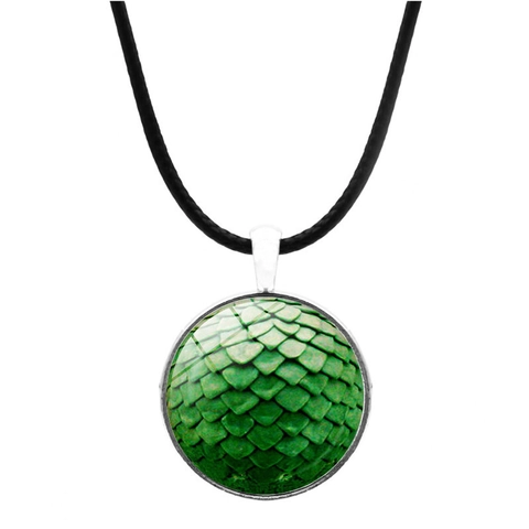 Collana con Ciondolo in Vetro a Scaglie di Drago Lega di Zinco Gemma del Tempo con Cordino in Pelle Gioielli Fantasy Unisex