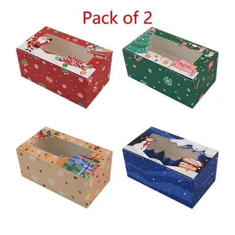 Christmas Muffin Box With Clear Window Cardboard Cupcake Packaging Box Holiday Gift Box For Bakery Party Home Festive Decor