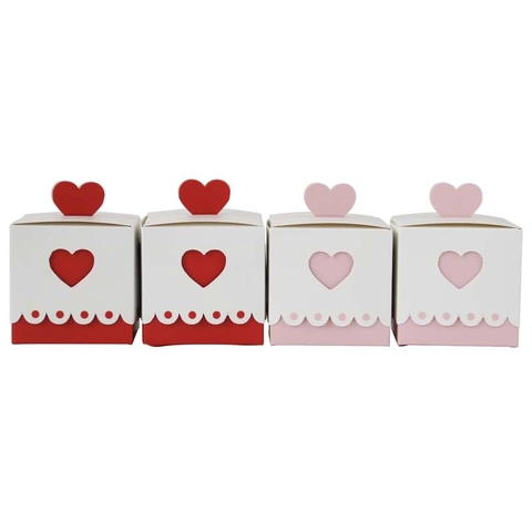 Heart Shaped Window Cardboard Gift Box For Wedding Valentine's Day Party Favor Candy Box Cube Shape Packaging Box Small Gift Box