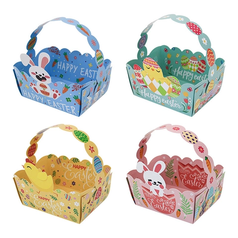 Oster Geschenkkorb Aus Papier Süßigkeitenbox Mit Griff Hasen Küken Eier Muster Für Kinder Party Mitbringsel Deko