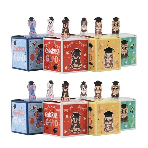 3D Cartoon Animal Graduation Gift Boxes Paper Candy Box With Graduation Cap For Ceremony Party Favors Congrats Grad Box