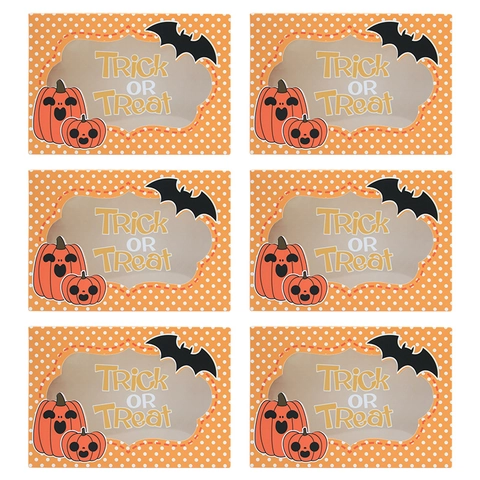 Halloween Gift Boxes Cardboard With PVC Window Trick Or Treat Patterns For Party Favor Candy Cookie Storage