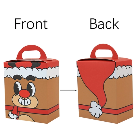 Weihnachten Handheld Geschenkbox Cartoon Rentier Weihnachtsmann Quadratische Papier Süßigkeitenbox Tragbare Party Verpackungstasche