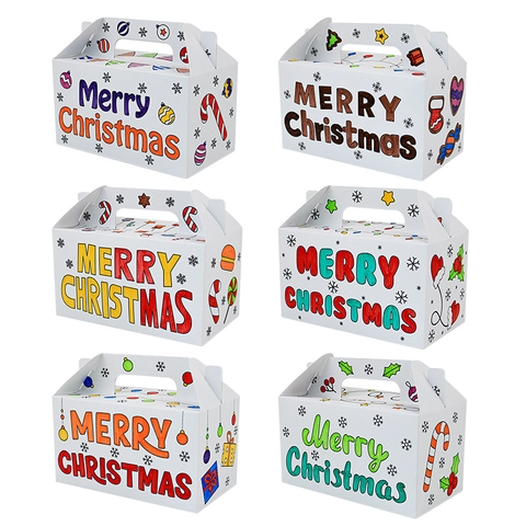 Juego De Cajas De Regalo De Colorear De Navidad DIY Con Rotuladores De Acuarela Papá Noel Muñeco De Nieve Reno Cajas De Papel Para Niños Fiesta