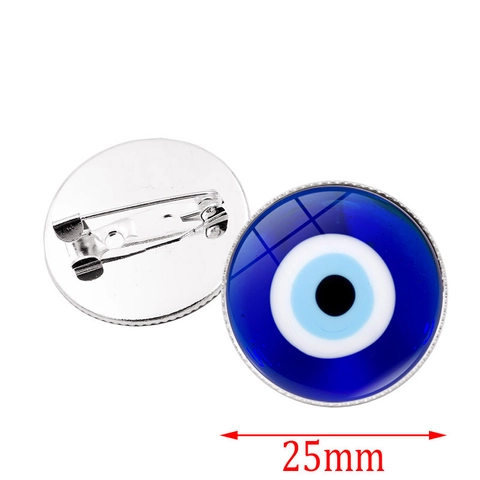 Turkish Evil Eye Brooch Pin Alloy Glass Cabochon Nazar Badge Round Vintage Ethnic Jewelry Accessory For Clothing Backpack Unisex