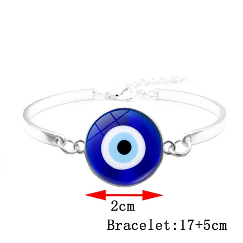 Türkisches Armband Böser Blick Blau Glas Cabochon Silber Farbe Legierung Verstellbar Für Herren Damen Boho Exotischer Schmuck Charm Armband