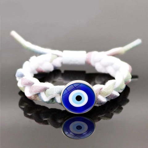 Pulsera Trenzada a Mano con Ojo Turco para Mujer Hombre Bohemio Cuerda con Brillo Ajustable Pulsera de Amuleto Joyería de Moda Regalo