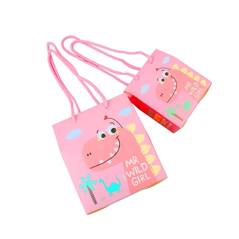 Bolsas de Regalo de Dinosaurio Animado Cartulina Blanca Bolso de Mano Caja de Caramelos para Fiesta Cumpleaños de Bebé Animales Lindos Bolsas de Papel