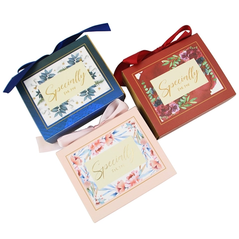 Cajas De Regalo Tipo Cajón Estilo Europeo Papel Patrón Floral Lazo De Cinta Boda Recuerdos Embalaje De Dulces Portátil