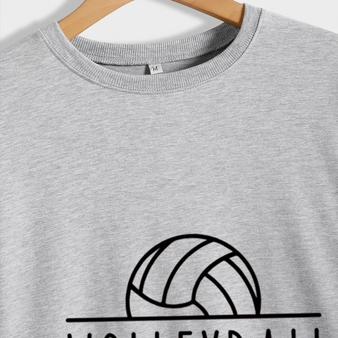 Sudadera De Cuello Redondo Para Mujer Mezcla De Algodón Manga Larga Estampado Gráfico Volleyball Mom Jersey Informal