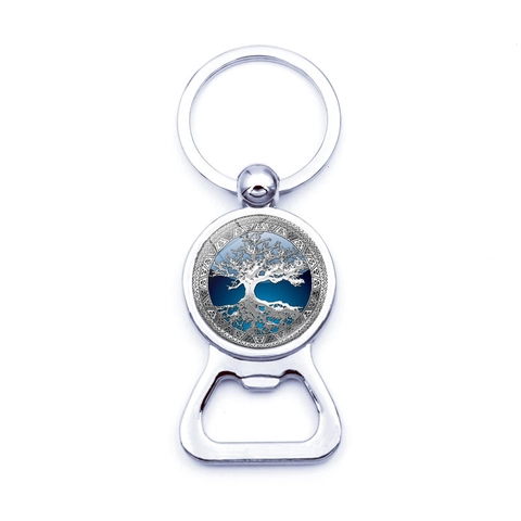 Tree Of Life Bottle Opener Keychain Vintage Zinc Alloy Glass Time Gem Metal Key Ring Pendant For Daily Gift Party