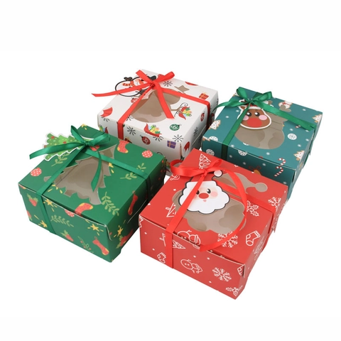 Weihnachts Cupcake Verpackungsboxen Mit Einsätzen Weißer Karton Fenster Muffin Geschenkbox Für Feiertags Backen Partytüten