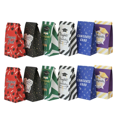 Abschlussfeier Papier Geschenktüten Kraftpapier Congrats Grad Doktorhut Design Partyartikel Snack Lebensmittel Verpackung Feier