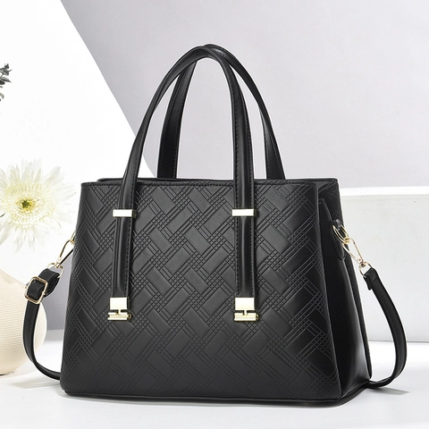 Damen Große Kapazität PU Leder Handtasche Elegante Geprägte Tote Bag Goldene Hardware Schulter Umhängetasche Für Büro Alltag