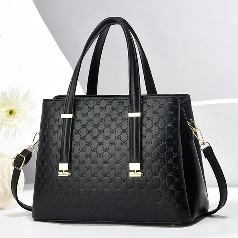 Damen Große Kapazität PU Leder Handtasche Elegante Geprägte Tote Bag Goldene Hardware Schulter Umhängetasche Für Büro Alltag