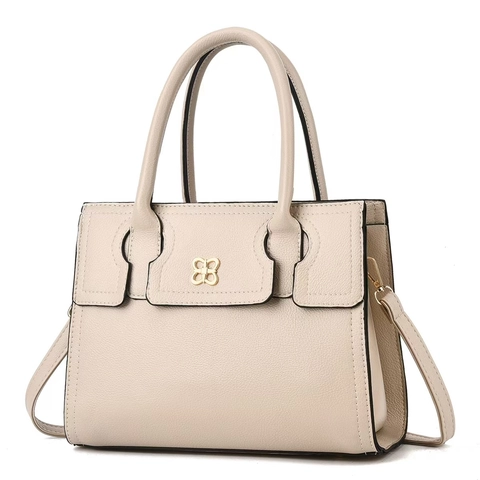 Damen Lychee-Narbung PU Leder Schultertasche Große Kapazität Handtasche Mit Goldener Schmetterlingsschnalle Für Den Alltag
