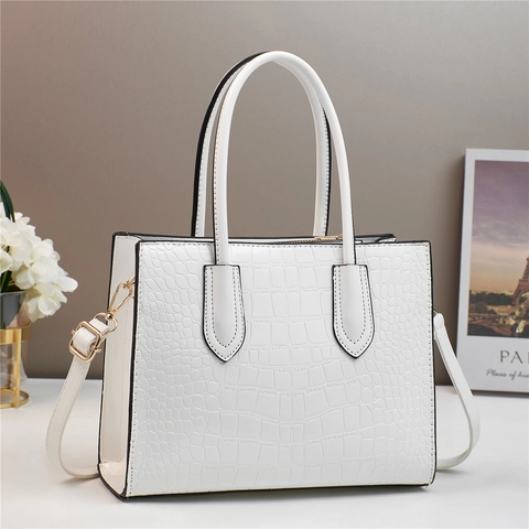 Women Handbag Crocodile Pattern Shiny PU Leather Elegant Shoulder Crossbody Tote Bag Large Capacity Trendy Purse