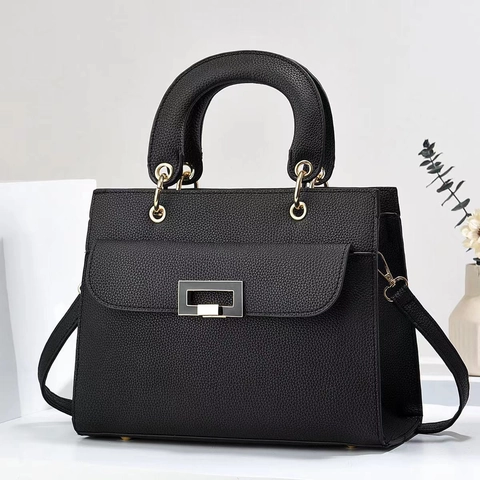 Bolso De Mano Para Mujer Cuero PU Granulado Gran Capacidad Bolso De Hombro Cruzado Minimalista Elegante