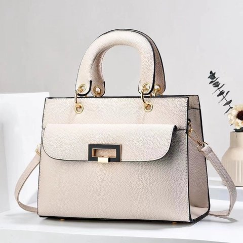 Bolso De Mano Para Mujer Cuero PU Granulado Gran Capacidad Bolso De Hombro Cruzado Minimalista Elegante