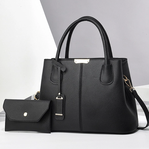 Damen Große Kapazität Shopper Und Tasche Lychee Textur PU Leder Mode Einfache Schulter Umhängetasche Pendeln Retro
