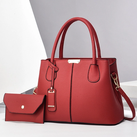 Damen Große Kapazität Shopper Und Tasche Lychee Textur PU Leder Mode Einfache Schulter Umhängetasche Pendeln Retro
