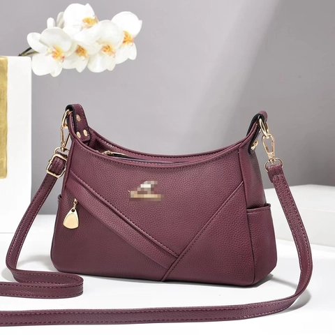 Borsa A Tracolla Da Donna Ecopelle Motivo Litchi Cuciture A V Dettagli Dorati Tracolla Regolabile Borsa A Spalla Versatile