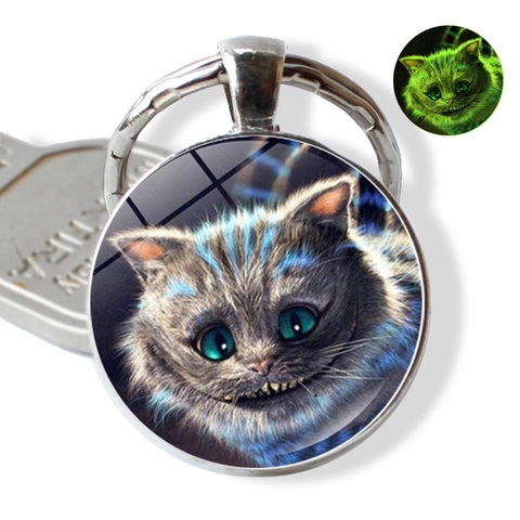 Portachiavi Luminoso in Vetro Cabochon Lega di Zinco Tondo Vintage Motivo Geometrico Ciondolo per Borsa Regalo