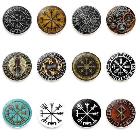 Wikinger Kompass Kühlschrankmagnete Glas Kristall Magnetaufkleber Vintage Mythologie Runensymbole Haus Küche Dekor