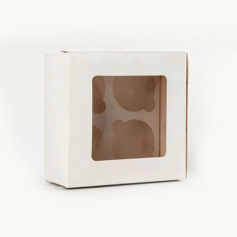 Emballage Cupcake Carton Blanc Fenêtre Transparente Insert Pour Muffins Pâtisserie Cadeau Présentation Carré