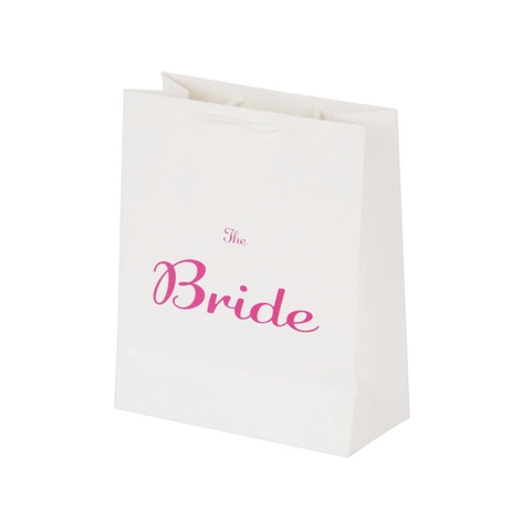 Sacs Cadeaux De Mariage Carton Blanc Sacs En Papier Avec Poignée The Bride The Bridesmaid Écriture Rose Cadeaux De Fête Souvenir