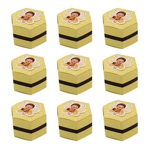 Sechseckige Biene Thema Süßigkeiten Box Gelbe Honigwabe Design Papier Geschenkbox Für Babyparty Geburtstag Party Hochzeit