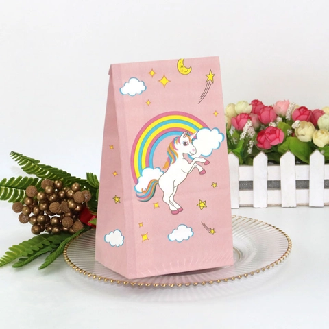 Rosa Einhorn Regenbogen Papier Geschenkbeutel Mit Dankeschön Aufklebern Für Kinder Geburtstag Party Mitgebsel Beutel