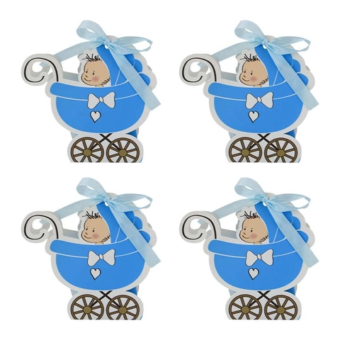 Baby Stroller Shaped Candy Boxes Cardboard Gift Packaging For Baby Shower Birthday Party Favors Carriage Design