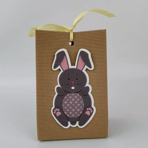 Easter Bunny Gift Bag Striped Kraft Paper Ribbon Closure Cute Rabbit Heart Decor For Holiday Candy Party Favors