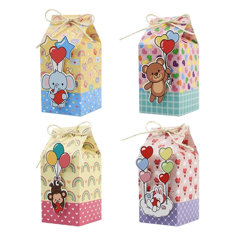 Cartoon Animal Cardboard Gift Boxes With Hemp Rope For Wedding Valentine Day Party Favor Candy Containers