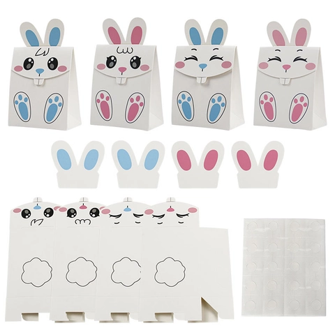 Easter Rabbit Bunny Candy Box 3D Ear Paper Gift Bag Party Favor Boxes For Treats Sweets Cookies DIY Packaging Supplies