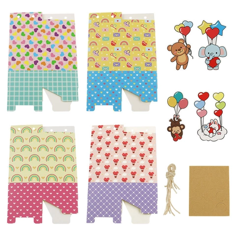 Cartoon Animal Cardboard Gift Boxes With Hemp Rope For Wedding Valentine Day Party Favor Candy Containers