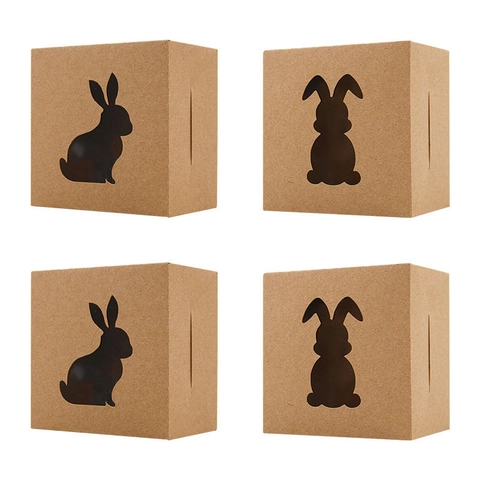 Ostern Hase Hohl Kraftpapier Geschenkbox Für Süßigkeiten Bäckerei Party DIY Faltbare Leckerli-Box Braun Verpackungsbox