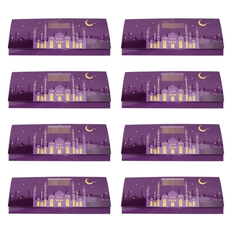 Eid Mubarak Ramadan Buste Porta Soldi Cartoncino Foglia d'Oro Moschea Luna Modello Regalo Card Pouch per Muslim Festival Festa