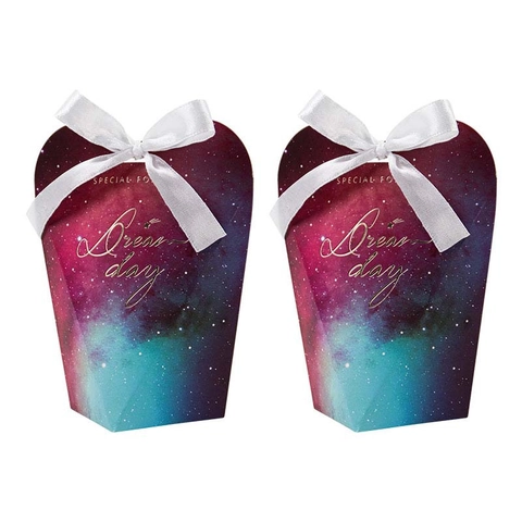 Sternenhimmel Galaxie Hochzeit Süßigkeitenbox Europäischer Stil Schleife Papier Geschenkbox Für Party Mitgebsel Verpackung